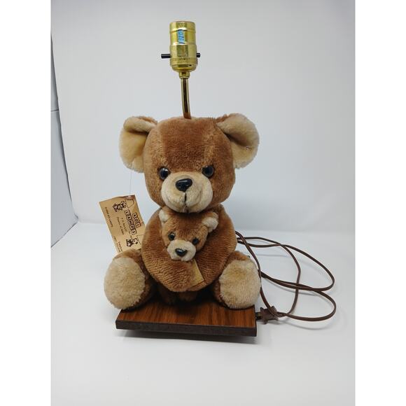 vintage 80’s ADI Brown Teddy Bear Nursery Table Lamp Plush Musical Animal - Picture 16 of 16